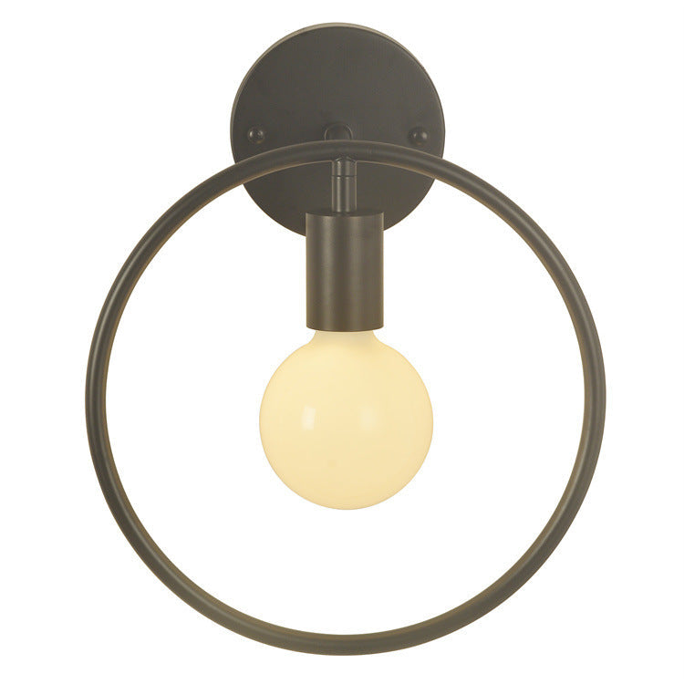 Aplique de pared contemporáneo nórdico redondo de hierro de 1 luz para sala de estar 