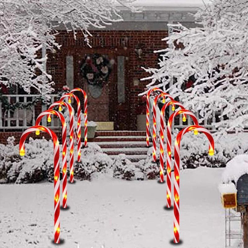 Solar Christmas Candy Cane Light Ground Insert Light String LED Lawn Landscape Light