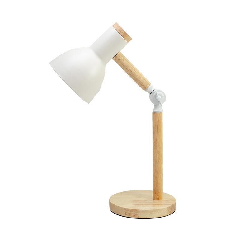 Moderne, minimalistische, einfarbige, drehbare Holz-Eisen-Tischlampe mit 1 Leuchte 