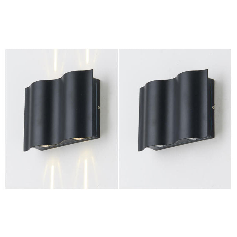 Modern Wave Aluminum Glass Waterproof LED Outdoor Wall Sconce Lamp
