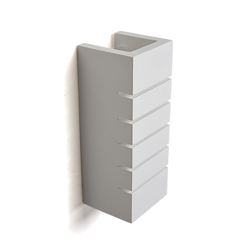 Modern Minimalist Square Striped Plaster 1-Light Wall Sconce Lamp for Living Room