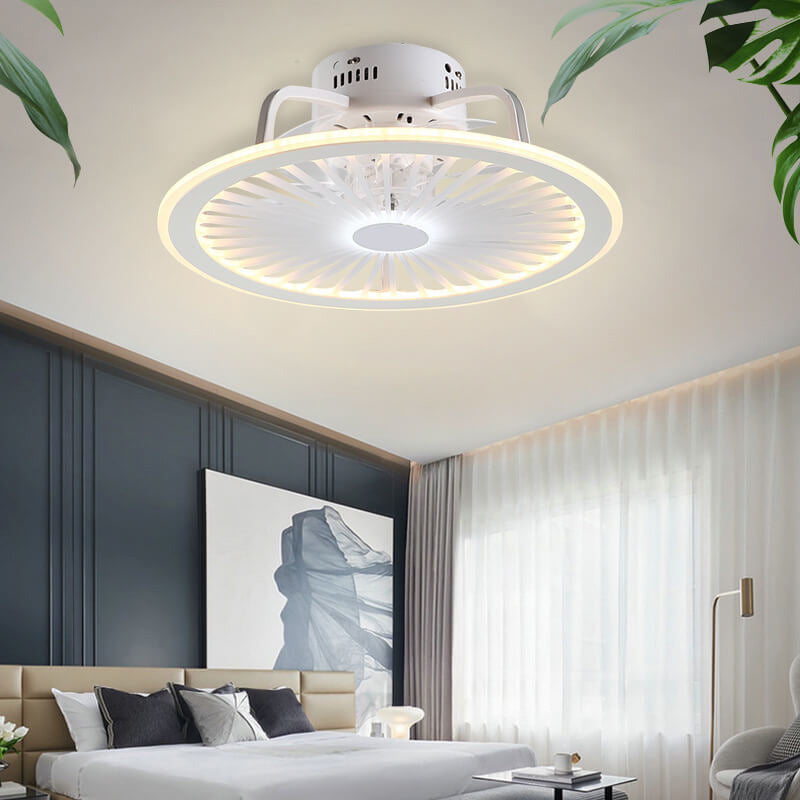 Simple Round Slim ABS LED Flush Mount Ceiling Fan Light