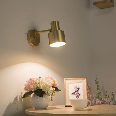 Nordic Minimalist Golden Metal Column 1-Light Wall Sconce Lamp