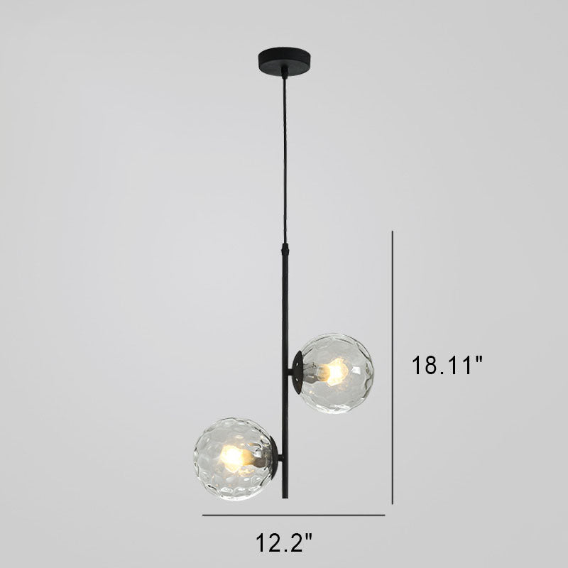 Nordic Minimalist Glass Ball Branch 2-Light Chandelier