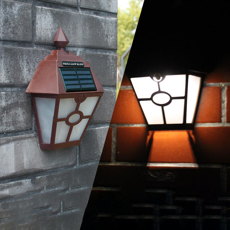 Lampe murale hexagonale à LED solaire en plastique pour jardin extérieur 
