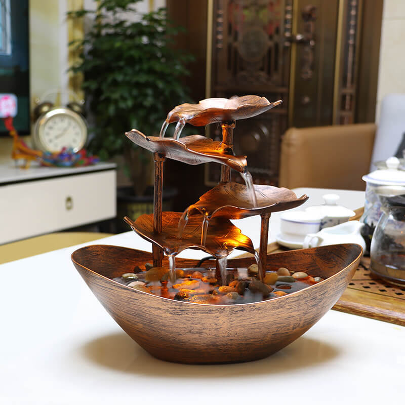Kreative Lotusblatt Yuanbao Fließbrunnen LED Dekorative Tischlampe 