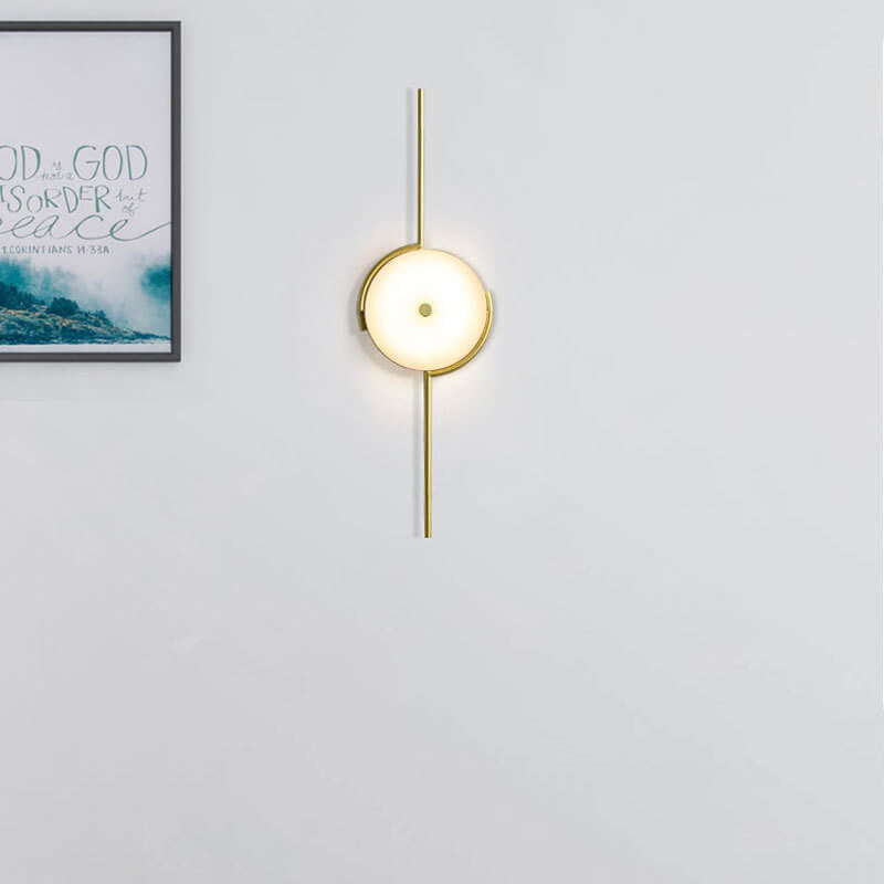 Simple Light Luxury Creative Geometric Round Clock Design 1-Light Wall Sconce Lamp