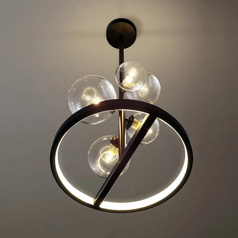 Nordic Modern Creative Round Bubble Ball Hardware Glass 5-Light Chandelier