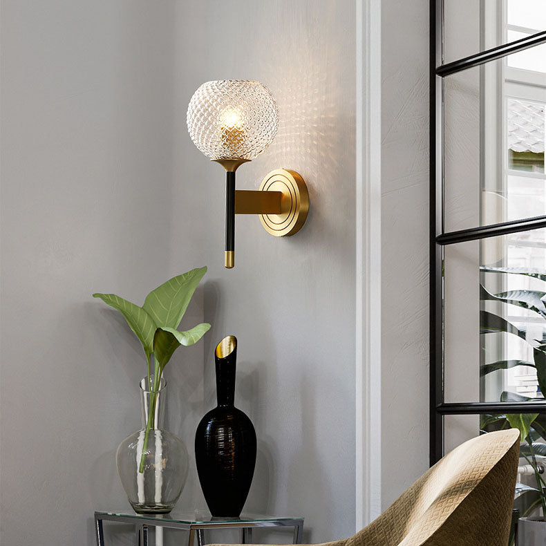 Nordic Light Luxury All Brass Glass 1/2-Light Wandleuchte 