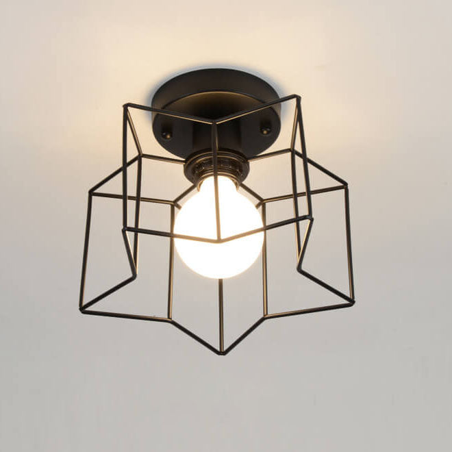Industrial Creative Iron Pentagram 1-Light Semi-Flush Mount Ceiling Light