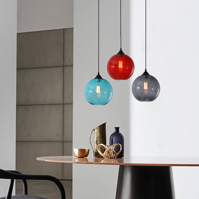 Nordic Minimalist Stained Round Glass 1-Light Pendant Light