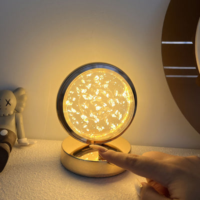 Creative Light Luxury Gold Foil Round LED Charging Touch Table Lamp