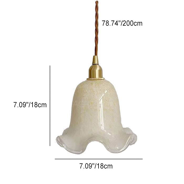 Vintage Creative Flowers Brass Glass 1-Light Pendant Light