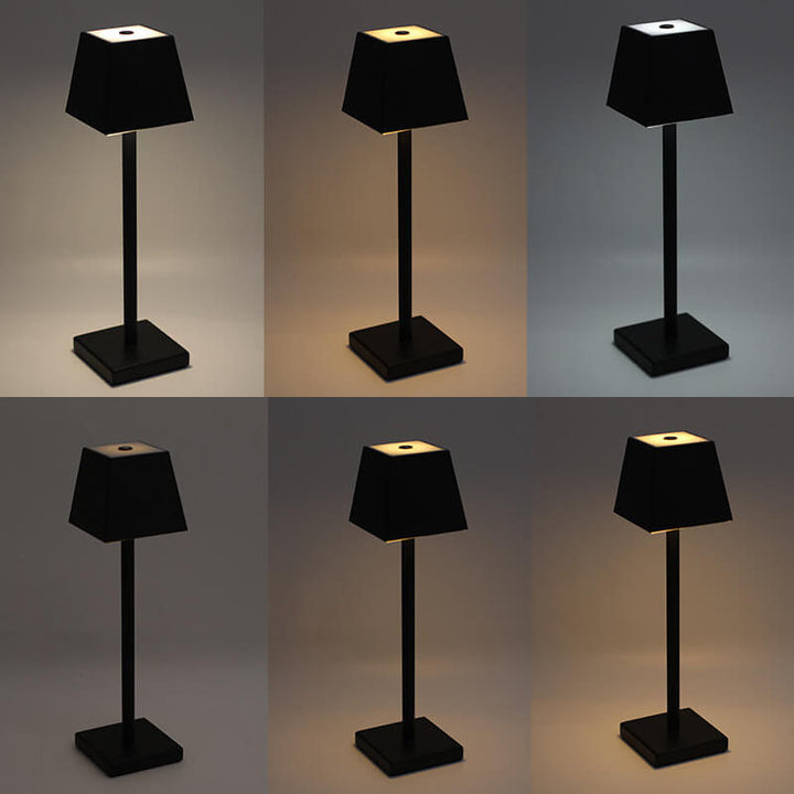 Lampe de table tactile LED carrée en métal de couleur unie moderne 