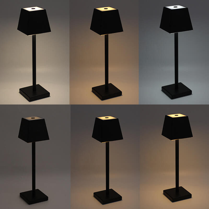 Modern Solid Color Square Metal LED Touch Table Lamp