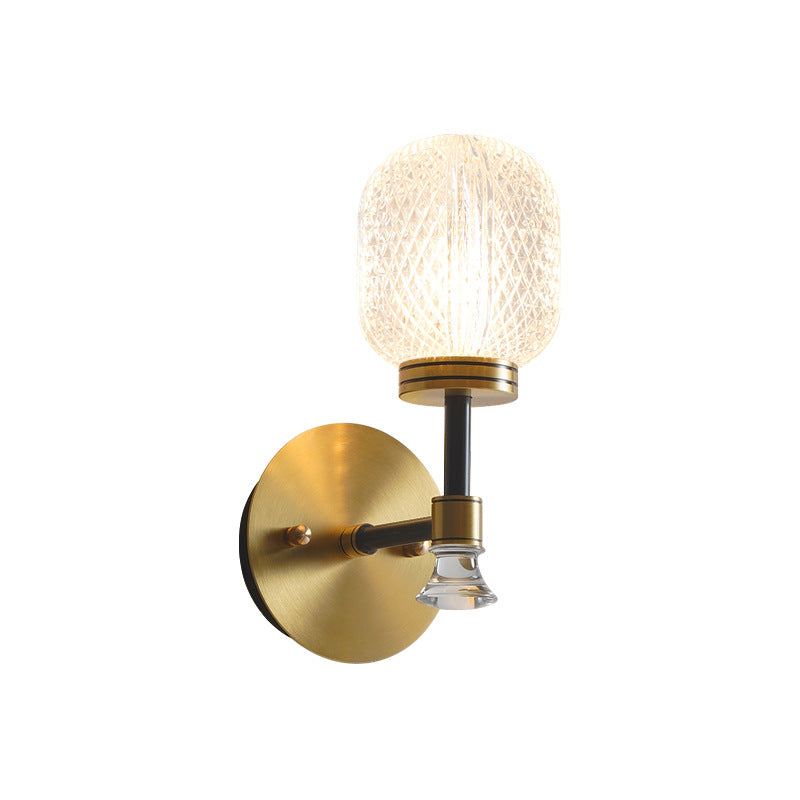 Modern Light Luxury Glass Oval Copper Base 1-Light Wall Sconce Lamp