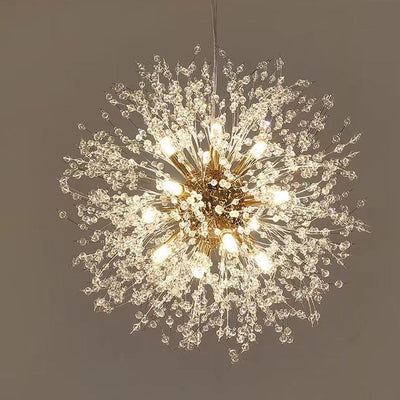 Contemporary Scandinavian Dandelion Hardware Crystal 8/9/12/16 Light Chandelier For Bedroom