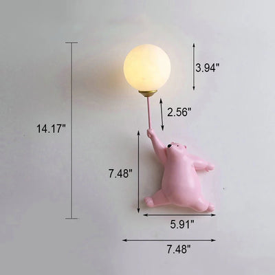 Modern Creative Bear Iron Glass 1-Light Wall Sconce Lamp