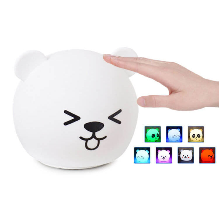 Lampe de table LED en silicone colorée avec animal de dessin animé 