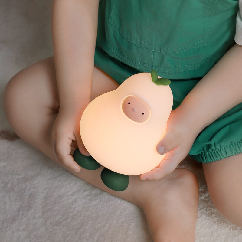 Lampe de table LED USB en silicone poire dessin animé créatif moderne 