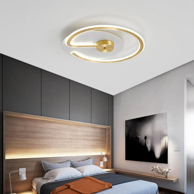 Modern Brass Acrylic Circle LED Flush Mount Ceiling Light