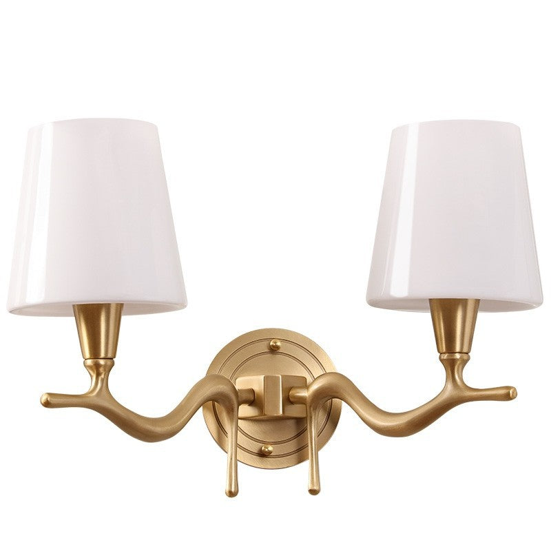 European Luxury Brass Swan Neck Glass 1/2 Light Wall Sconce Lamp