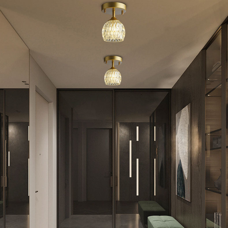 Europäische leichte Luxus-Rundkopf-Eisen-Glas 1-Licht-Halbeinbauleuchte 