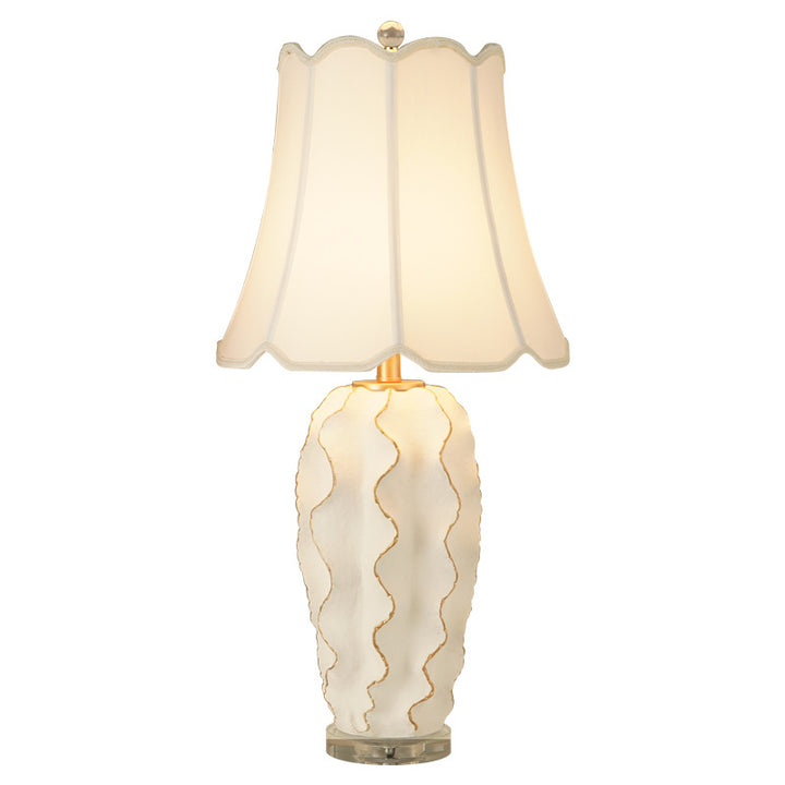 Europäische Vintage Tuch Kristall Harz 1-Licht Tischlampe 