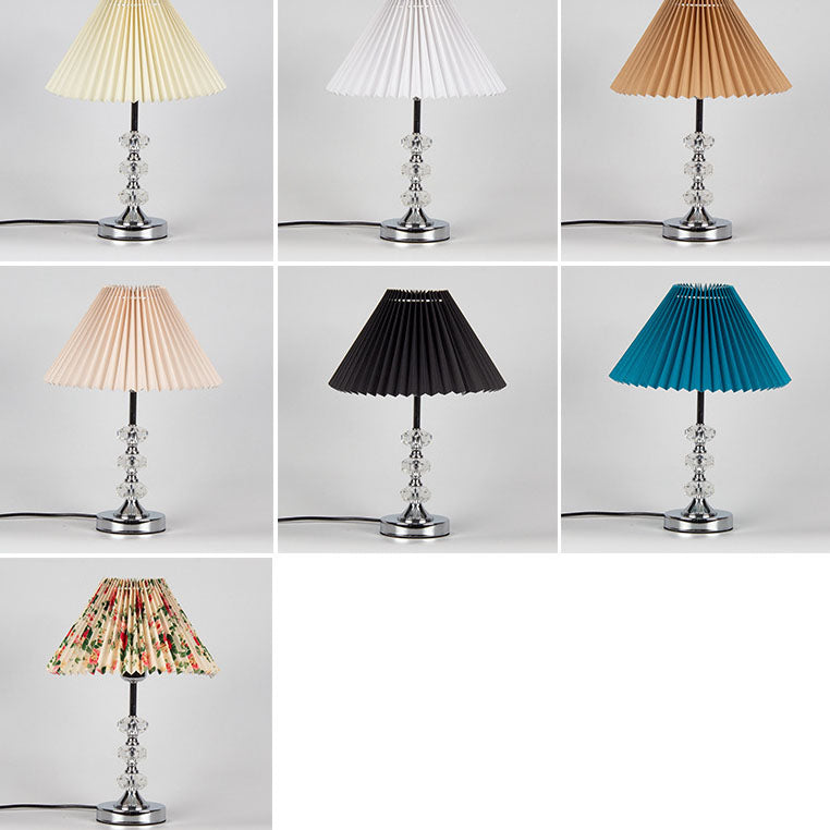 Modern Minimalist Pleated Solid Color Acrylic Fabric 1-Light Table Lamp