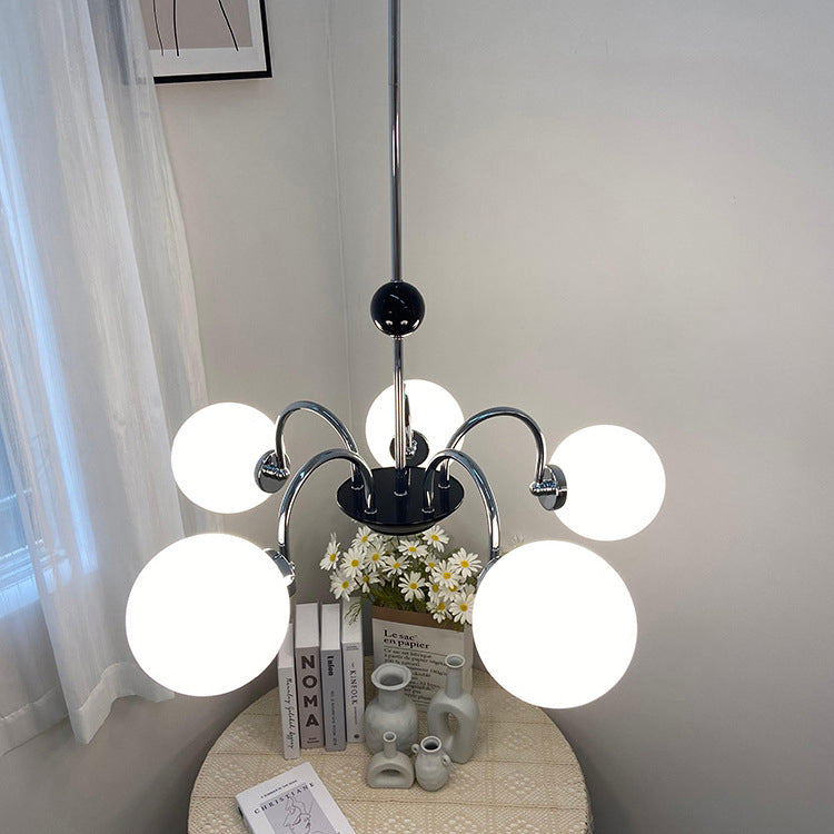 Nordic Minimalist White Glass 3/5-Light Chandeliers