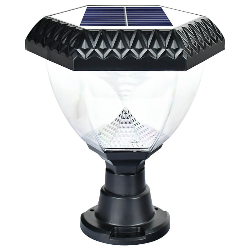 Lumière de tête de poteau LED en acrylique ABS hexagonal quadrilatère triangle rond à énergie solaire de simplicité moderne pour jardin 