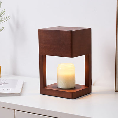 Modern Minimal Rectangular Wooden 1-Light Melting Wax Table Lamp