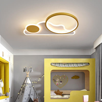 Creative Childlike Mountain Sunrise Combination Design LED Flush Mount Light