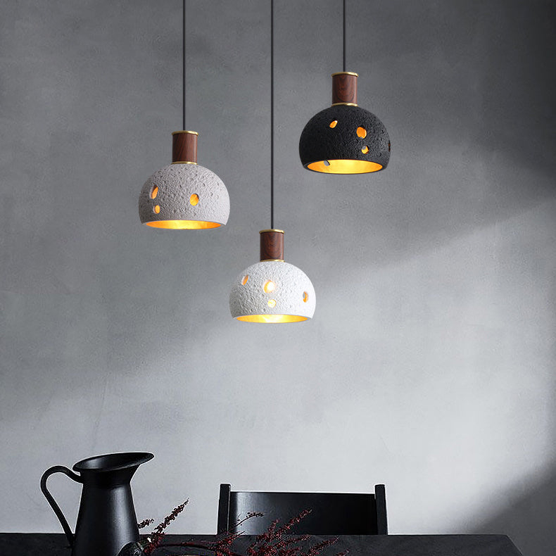 Moderne nordische Pendelleuchte mit Wabenstein-, Kupfer- und Kuppeldesign, rund, 1-flammig, für das Wohnzimmer 