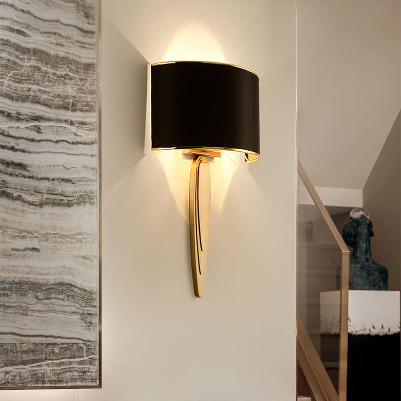 Moderne minimalistische Stoffschirm-Spiegel-Edelstahl-Wandleuchte mit 1 Licht 