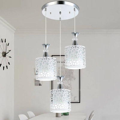 Nordic Simple Floral Pattern Cylinder Hardware 1/3 Light Island Light Chandelier