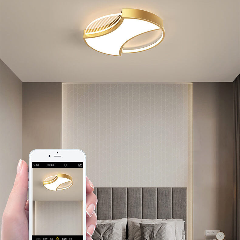 Light Luxury Combination Acrylic Round Gold Black LED Flush Mount Light