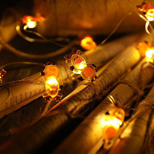 Décoration de Noël Élan Bonhomme de Neige Lumières à LED en Fil de Cuivre 