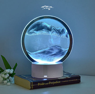 Lampe de table Creative Round Hourglass Quicksand 3D LED Night Light 