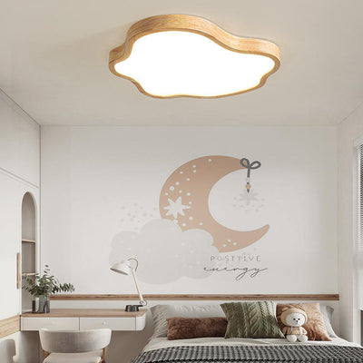 Japanese Minimalist Log Clouds Acrylic LED Flush Mount Ceiling Light