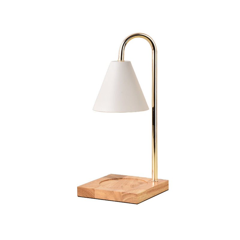 Contemporary Creative Conical Metal Shade Wooden Base 1-Light Melting Wax Table Lamp For Bedroom