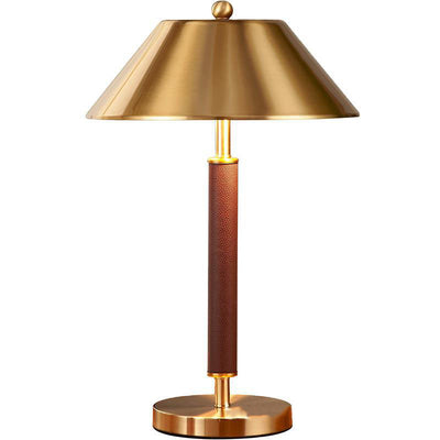 Modern Light Luxury Cone Leather Column 2-Light Table Lamp