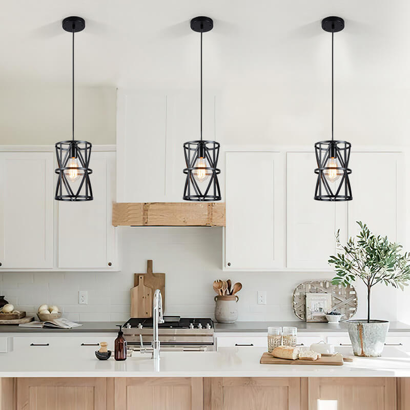 Industrial Vintage Iron Geometric Lantern 1-Light Pendant Light