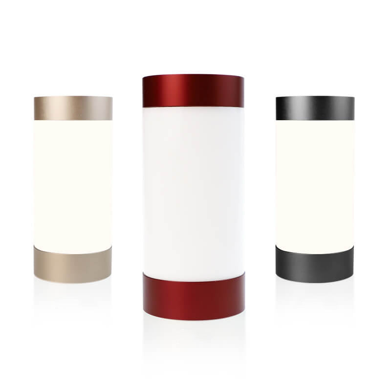 Moderne minimalistische zylindrische Aluminium-Acryl-USB-LED-Tischlampe 