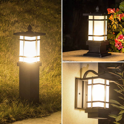 Aluminum Glass Waterproof Landscape Garden Lawn Pillar Lamp Outdoor Light