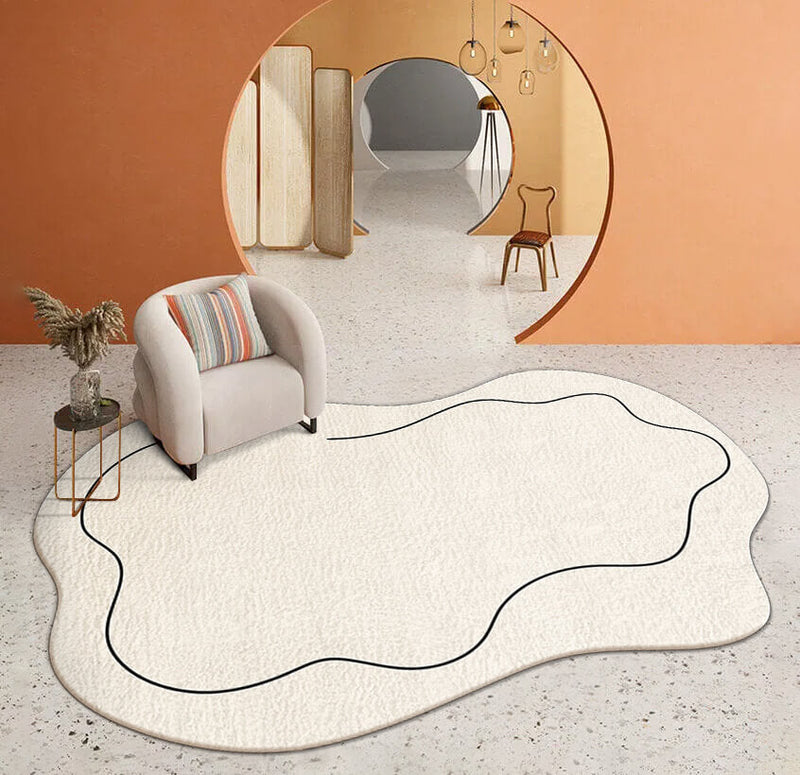 Modern White Curve Shape Bedroom Living Room Rugs