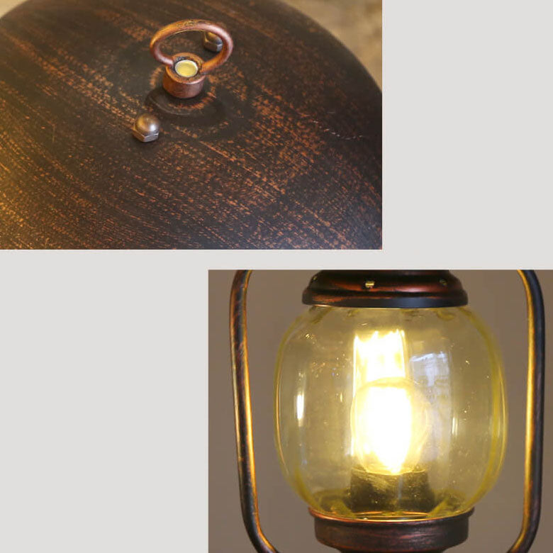 Lampe de table en verre à 1 lumière en fer forgé rétro européen 