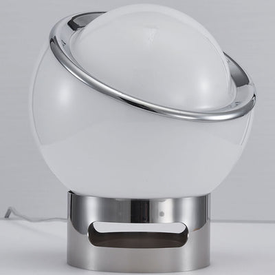 Modern Pure White Round Ball Glass Stainless Steel 1-Light Table Lamp