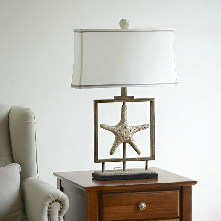 Vintage Fabric Marine Starfish Base 1-Light Table Lamp