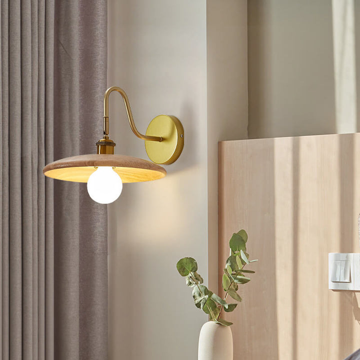 Lámpara de Aplique de Pared de 1 Luz con Bandeja Japonesa de Madera Moderna 